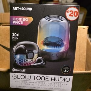 Glow Tone Audio Multicolored Earbuds and Speaker Combo